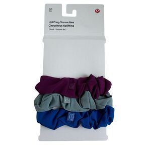 Lululemon Uplifting Scrunchies 3Pack Chilled Grape  Crater Blue  Galactic Cobalt